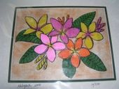 11 x 14 Hawaiian PLUMERIA (FRANGIPANI) Tapa Cloth Painting. Tropical Home Decor. Oceanic Art.