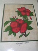 11 x 14 Hawaiian RED HIBISCUS Floral Tapa Cloth Painting. Tropical Home Decor. Oceanic Art.