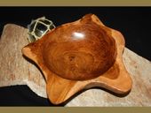 12" Aged Teak Root Wooden Bowl.Flower Design. Hawaiian Island Style Decor. Exotic Fruit / Salad Bowl