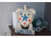 12" American OLD GLORY Red, White and Blue Painted Wood TURTLE Sign. Patriotic Americana Decor. Gifts with Aloha...