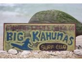 12" BIG KAHUNAS SURF CLUB - " Making Waves since '68". Painted Wood Surfing Sign.