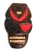 12'' Captain Skully Pirate Skull Mask with Cigar. Tropical Tiki Decoration.