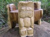 12" Hawaiian SCORPION Kava  VOLCANO Bowl w/ Tiki Gods.  Monkey Pod wood