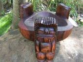 12" Hawaiian Scorpion / VOLCANO Kava Bowl. Monkey Pod Wood 