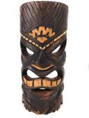 12" ACHIEVEMENT Hawaiian Tiki Mask. Tiki God  of Luck and Money. Polynesian Carving. Oceanic Art