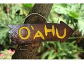 12" OAHU DRIFTWOOD SIGN- Rustic Tropical Tiki Bar Sign. Pool Decor. Gifts with aloha...