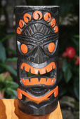 12"  ORANGE SUNSET OCEAN   TIKI  Mask  - Hand Carved Wood - Antique Finish