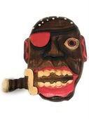 12" PIRATE 3D HEAD MASK w/ knife. Tiki Bar Decoration. 