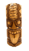  12" POHAKU Tiki Mask  - Hand Carved Wood - Antique Finish