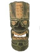 12" Hawaiian  Forest Green Tiki Mask. Tropical Tiki Decoration. Hawaii Decor. Gifts with aloha... (514030)