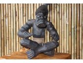 12" Primitive Tiki Warrior Chief. Hand Carved Tiki Statue Sculpture