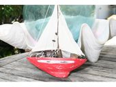 12" Sailboat Wall Hanging - White and Red Coastal Colors. Nautical Decor 