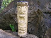 13" TIKI GOD KU Statue.  Solid Crocodile Tree Wood Totem.