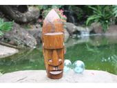 14" EASTER ISLAND MOAI Surf God. Polynesian Carving / Trophy. Tropical Decor