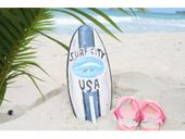 14" SURF CITY USA Tiki Surfboard Sign. Tropical Surfing Decor - Hawaiian Gifts with Aloha...