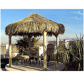 14FT Four Pole TIki Hut. Tropical Thatch Tiki Bar. Tropical