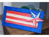 16" American Flag Painted Wood Sign. Patriotic Americana Decor.  Gifts with Aloha...