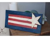 16" American Flag Painted Wood Sign. Patriotic Americana Decor.  Gifts with Aloha...