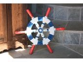 16" Americana SHIP WHEEL - STARS AND STRIPES USA Flag Colors - Patriotic / Nautical Theme Rustic Decor.