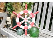  16" Red and White SHIP WHEEL - Nautical / Coastal/ Rustic Decor.