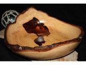 16" Tamarin Wood Bowl. Exotic Designer Carved Wooden Bowl. Art Gallery Grade!