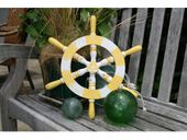 16" Yellow and White SHIP WHEEL - Nautical / Coastal/ Rustic Decor.