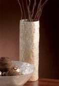 18" LARGE Capiz Shell Medallions Cylinder Vase- Natural Finish- Tropical Table Accents. Hawaiian Gifts with Aloha... 
