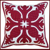 18" x 18" Burgundy on Off-White PINEAPPLE DESIGN Hawaiian Hand Quilted Pillowslip. 