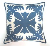 18" x 18" COCO PINE in Blue Design. Hawaiian Quilted Pillow Slip. Tropical Home Decor. Gifts with Aloha...