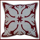 18" x 18" Off-White on Burgundy PINEAPPLE DESIGN Hawaiian Hand Quilted Pillowslip. 