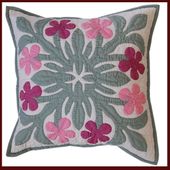 18" x 18" PINK PLUMERIAS Design. Hawaiian Quilted Pillow Slip. Tropical Home Decor. Gifts with Aloha...