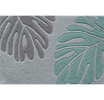 18 x 28" Hawaiian Blue / Gray Monstera Leaf Area Rug. Tropical Throw Carpet.  Hawaiian Home Decor
