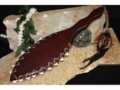 19" Hawaiian Tear Drop Dagger Club with Authentic Sharks Teeth. Traditional Polynesian Weapon. Oceanic Art