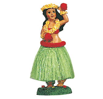 1950's HAWAIIAN Hula Girl Dashboard Doll Shaker. Tropical Island