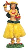 1950's HAWAIIAN Hula Girl Dashboard Doll Shaker with uliuli. Tropical Island Bobble Nodder Dolls. 