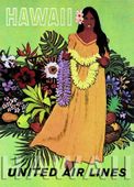 1950's Hawaiian Travel Advertising Poster. Giclee print. Nostalgia Hawaiiana. Plantation Style,  period art. 