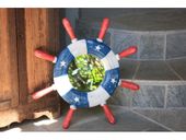 20" Americana SHIP WHEEL with Mirror - STARS AND STRIPES USA Flag Colors - Patriotic / Nautical Theme Rustic Decor.