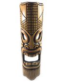 20" HAPPY Bamboo Tiki Mask - Burnt Finish -  Tropical  Wall Decor. 