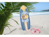 20" Blue and Yellow LAGUNA BEACH Tiki Surf Board Sign. Tropical Surfing Decor - Hawaiian Gifts with Aloha...