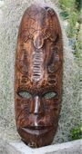 20" Fijian Mask featuring a hand carved Turtle and NIFO OTI (ceremonial dancing knife)