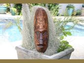 20" Fijian TIki Mask with Turtle and Gecko.  South Seas Oceanic Art