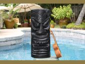 20" HAWAIIAN BIG KAHUNA . Modern Black Tiki Totem. Tropical Tiki Decoration