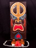 20" Hawaiian Tiki Shield Mask. Tropical Wall Decor. Exotic Tiki Decorations.