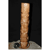 20" Ku and MOARI WARRIOR - Strength and Prosperity - Tiki Totem Hawaiian Outdoor Statue - Natural Carved Wood