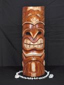 20" KU Hawaiian Tiki Mask. Tiki of Strength Sculpture. Tropical Decoration
