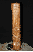 20" KANALOA Ocean Tiki Totem Hawaiian Outdoor Statue - Natural Carved Wood