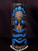 20" Polynesian Tiki  Mask Electric Blue and Black  Tropical Wall Decor