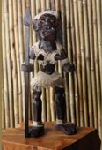 20" PRIMITIVE FEMALE TIKI WARRIOR CHIEF. Tribal Tiki Decor