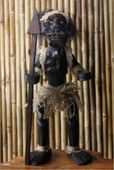 20" Primitive MALE Tiki Warrior Chief. Hand Carved Tiki Statue Sculpture 