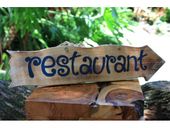 20" RESTAURANT Driftwood Tiki Bar Sign.  Tropical Decor.